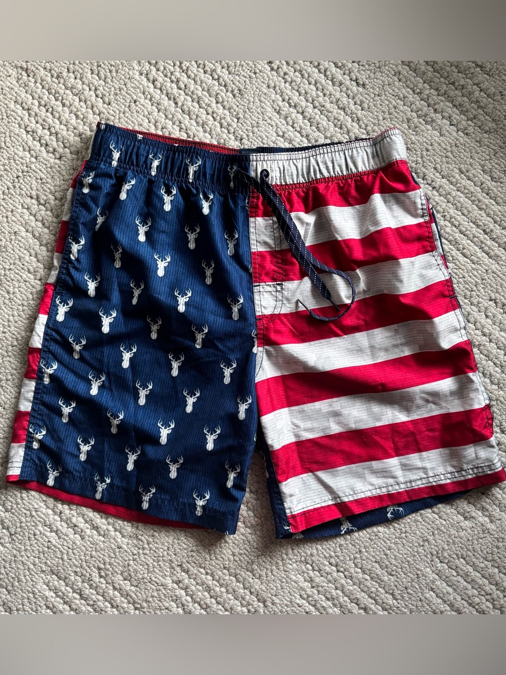 Men's Patriotic Deer-Print Swim Trunks